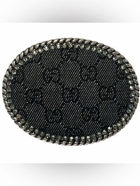 Authentic Upcycled Gucci Black Denim Mega Belt Buckle